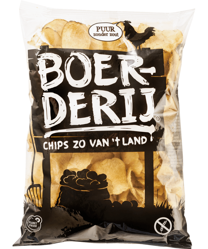 Duurzame aardappelchips van Boerderij Chips met vier smaken - vers van eigen boerderij